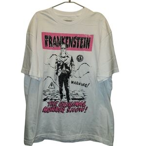 Frankenstein Graphic Tee - White and Pink
